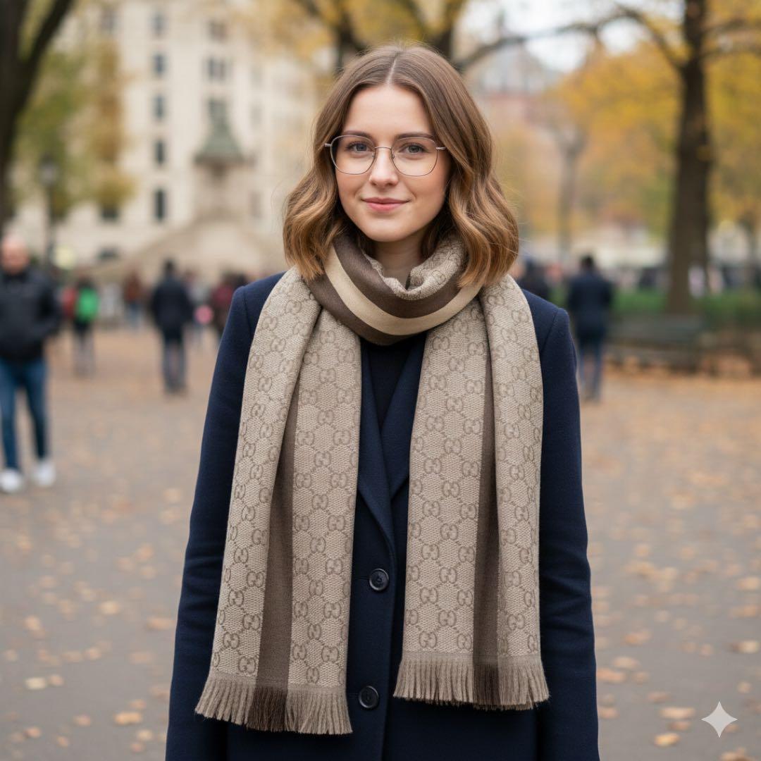 GUCCI☆GG柄ロングマフラー silk20％混