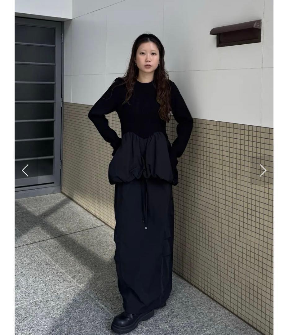 ワンピース BALLOON DETAIL KNIT DOCKING DRESS