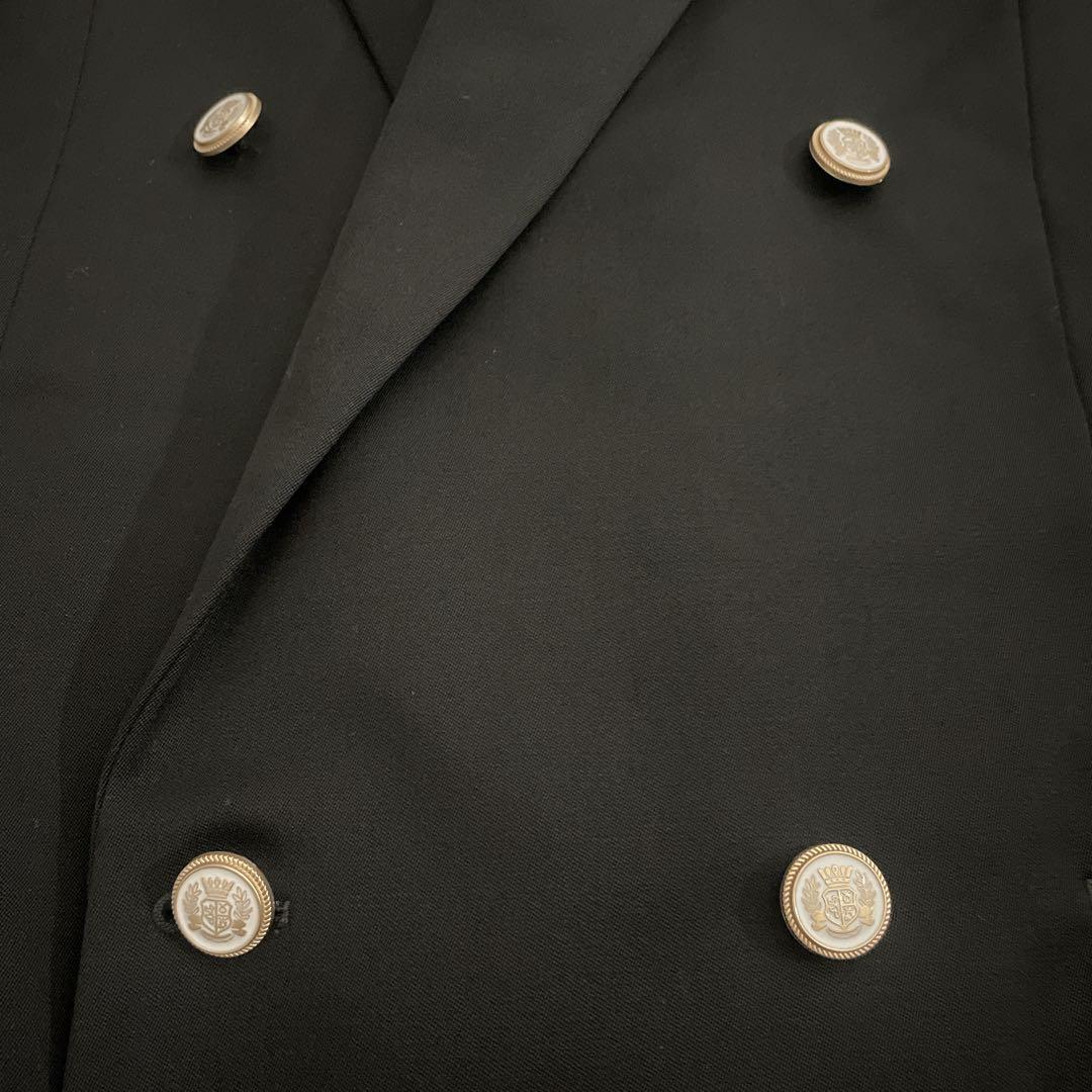 極上 漆黒ウール ダブブレストスーツ × BVLGARIネクタイ 3L XXL