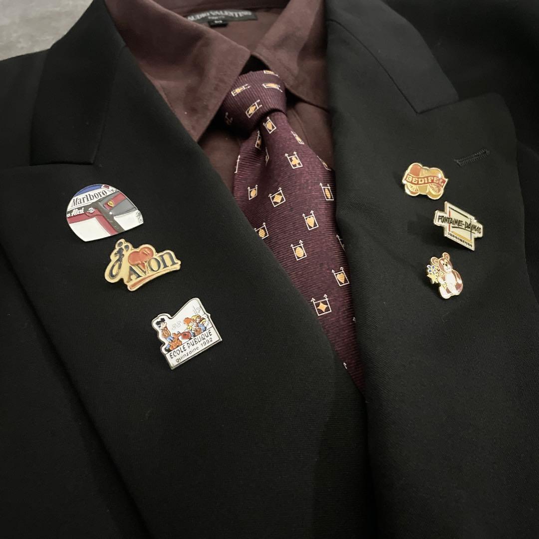 極上 漆黒ウール ダブブレストスーツ × BVLGARIネクタイ 3L XXL