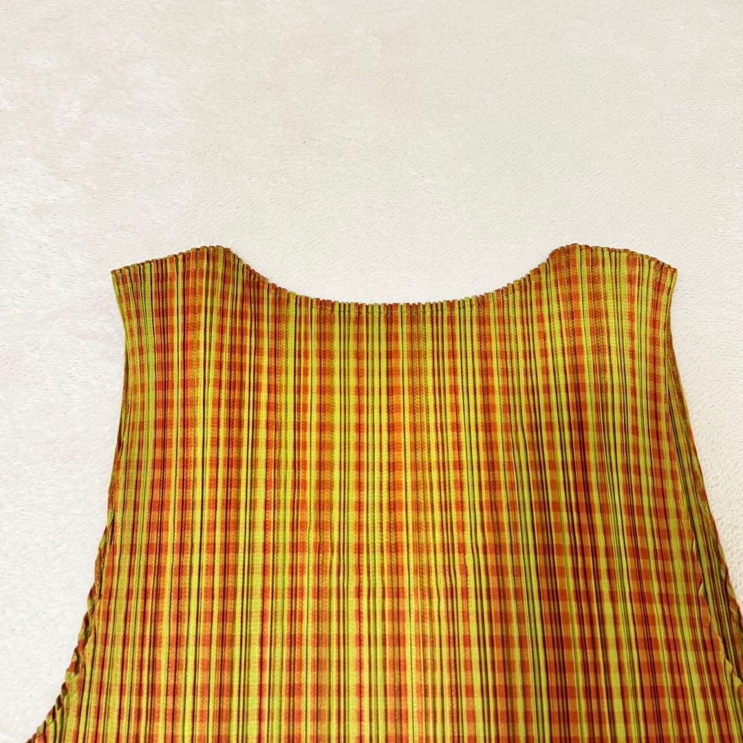 極美品✨PLEATS PLEASE チュニック　チェック　ノースリーブ　Lサイズ