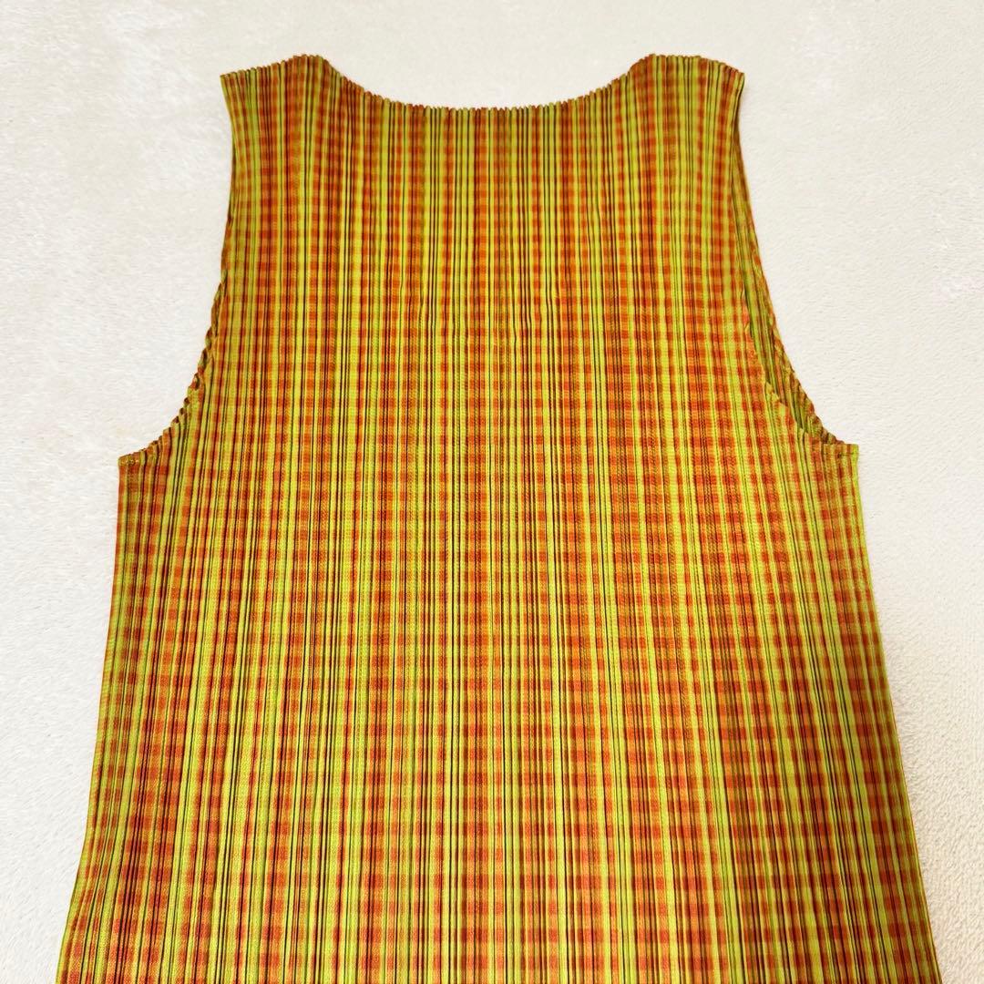 極美品✨PLEATS PLEASE チュニック　チェック　ノースリーブ　Lサイズ