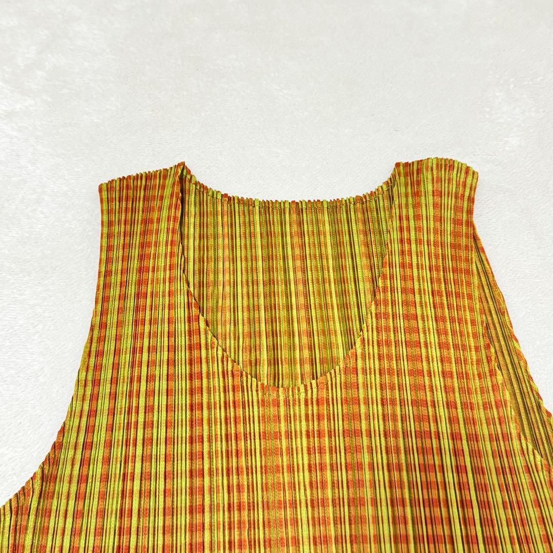 極美品✨PLEATS PLEASE チュニック　チェック　ノースリーブ　Lサイズ