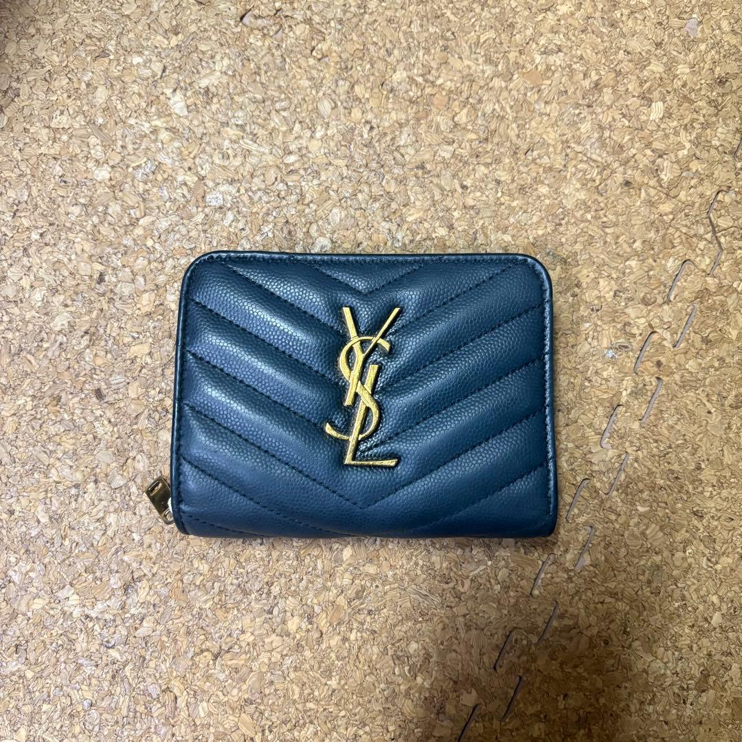 イヴサンローラン　YSL ラウンドジップ 財布　二つ折り ブラック