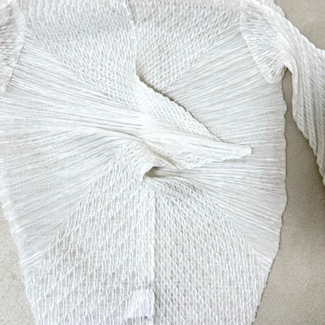 極美品✨ISSEY MIYAKE プリーツ　変形　チュニック　ホワイト　長袖