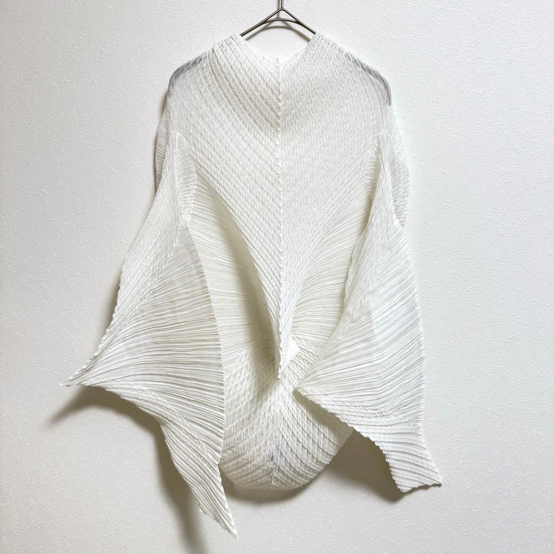極美品✨ISSEY MIYAKE プリーツ　変形　チュニック　ホワイト　長袖