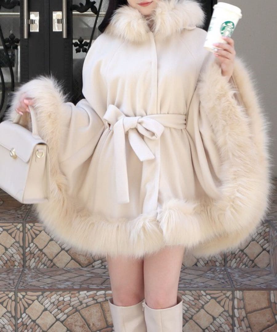 フードファーケープコート  PARTY