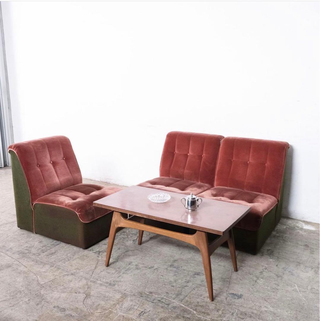 Nehann.|バイカラーベロアソファ；2シーター