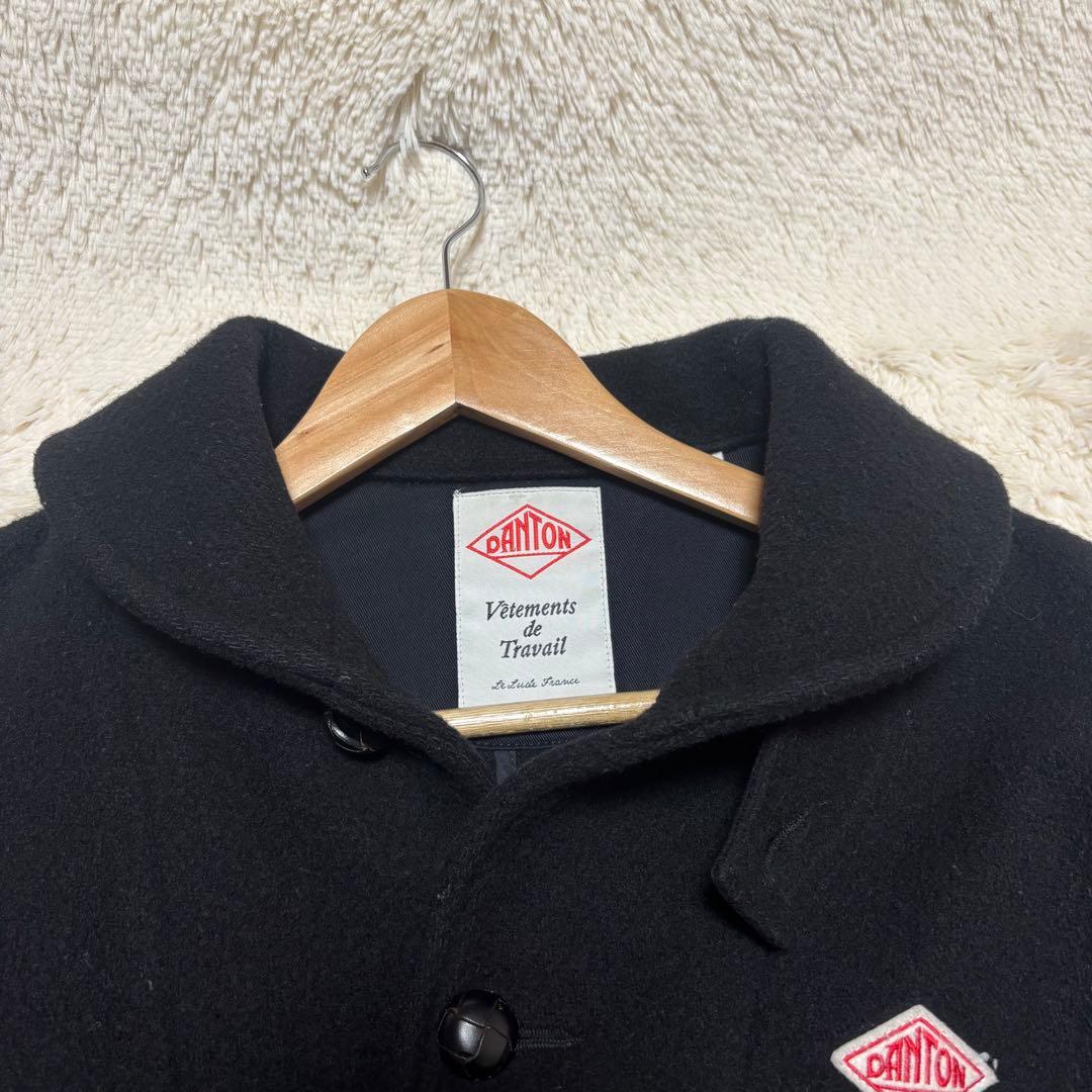 DANTON ダントン ウールモッサ コート ピーコート 42 丸襟　ブラック