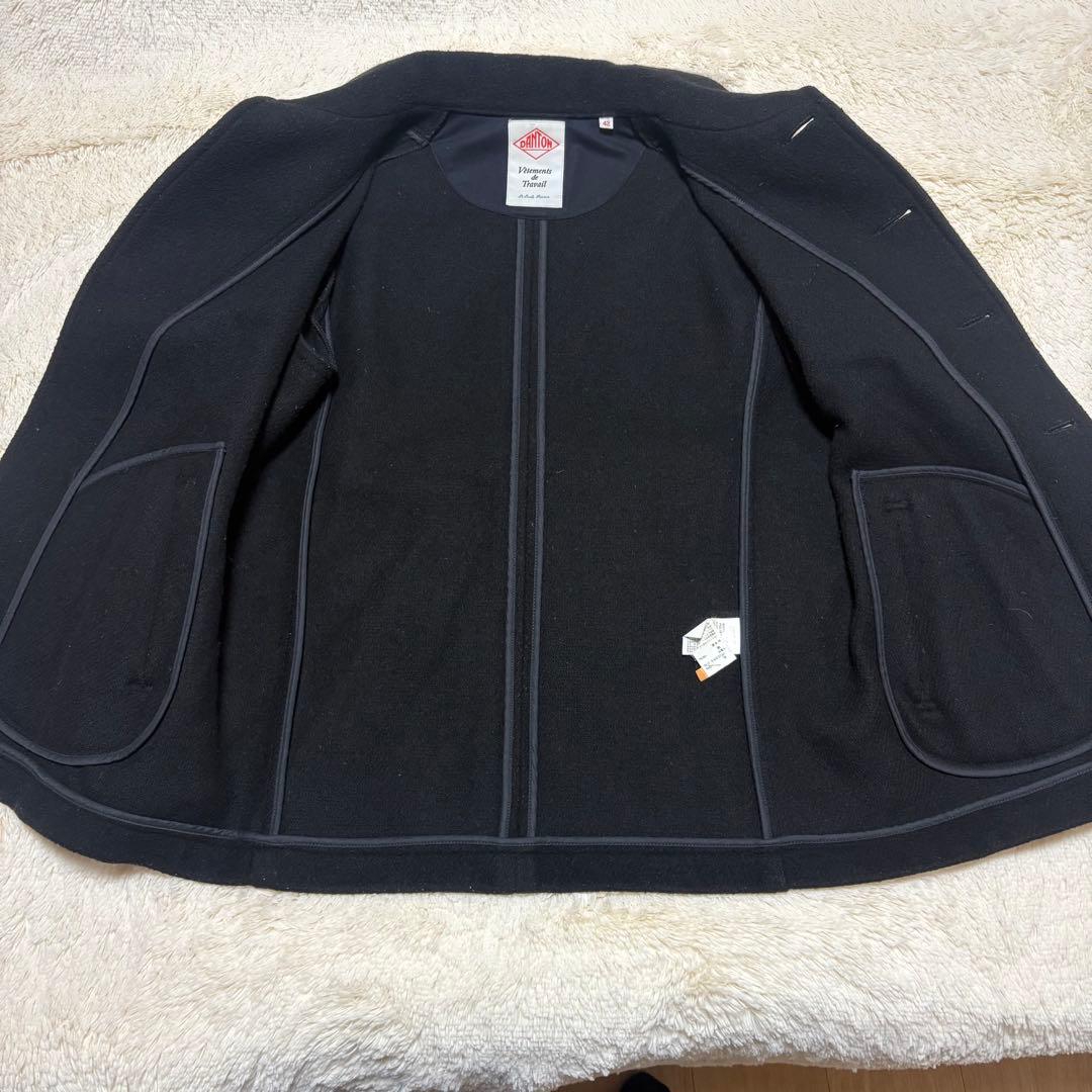 DANTON ダントン ウールモッサ コート ピーコート 42 丸襟　ブラック