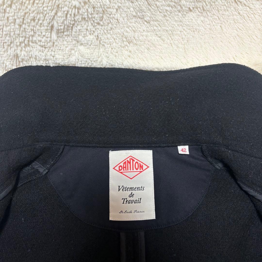 DANTON ダントン ウールモッサ コート ピーコート 42 丸襟　ブラック