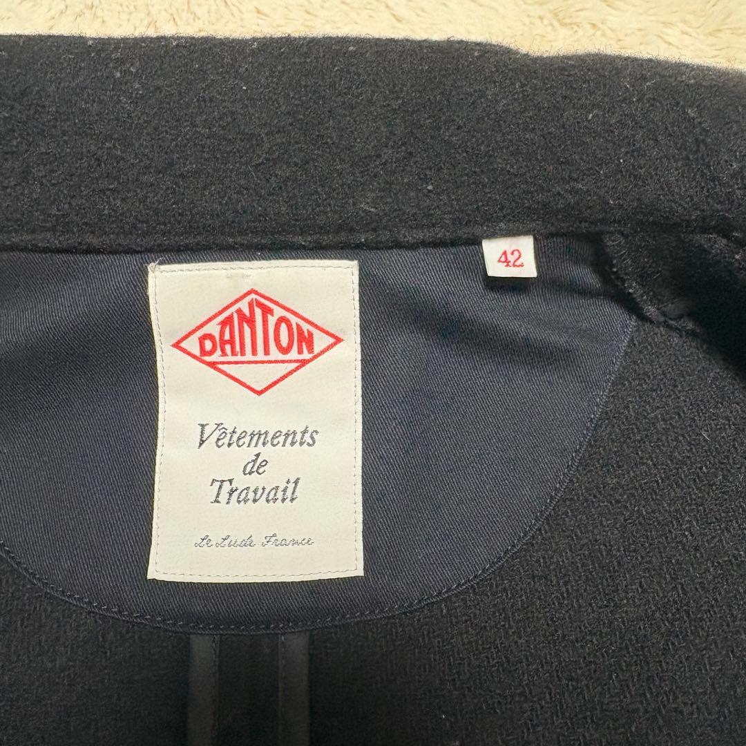 DANTON ダントン ウールモッサ コート ピーコート 42 丸襟　ブラック