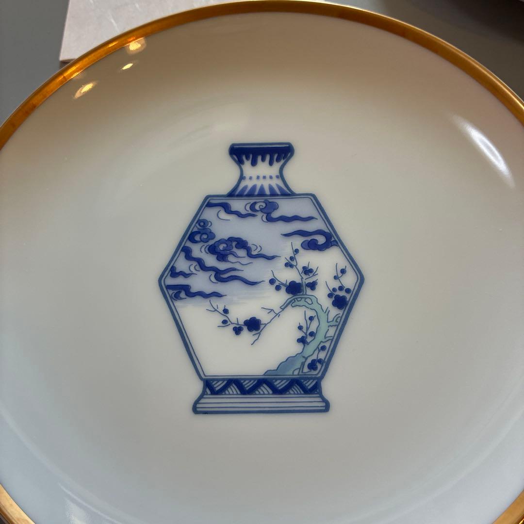 【極美品】深川製磁 ブルーチャイナ 銘々皿 5枚セット 金彩 16cm プレート