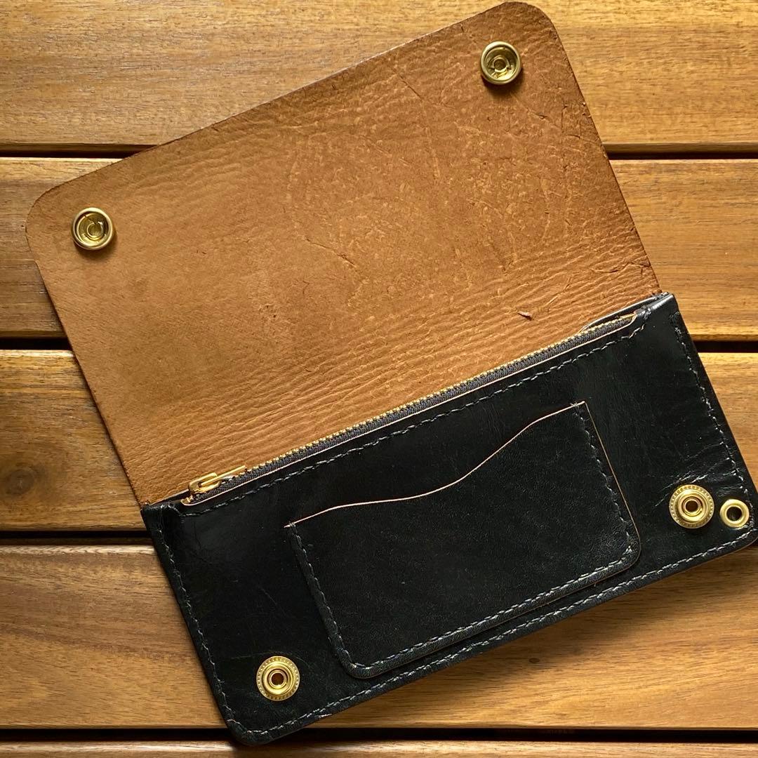 【茶芯・馬革】トラッカーウォレット　ブラック
