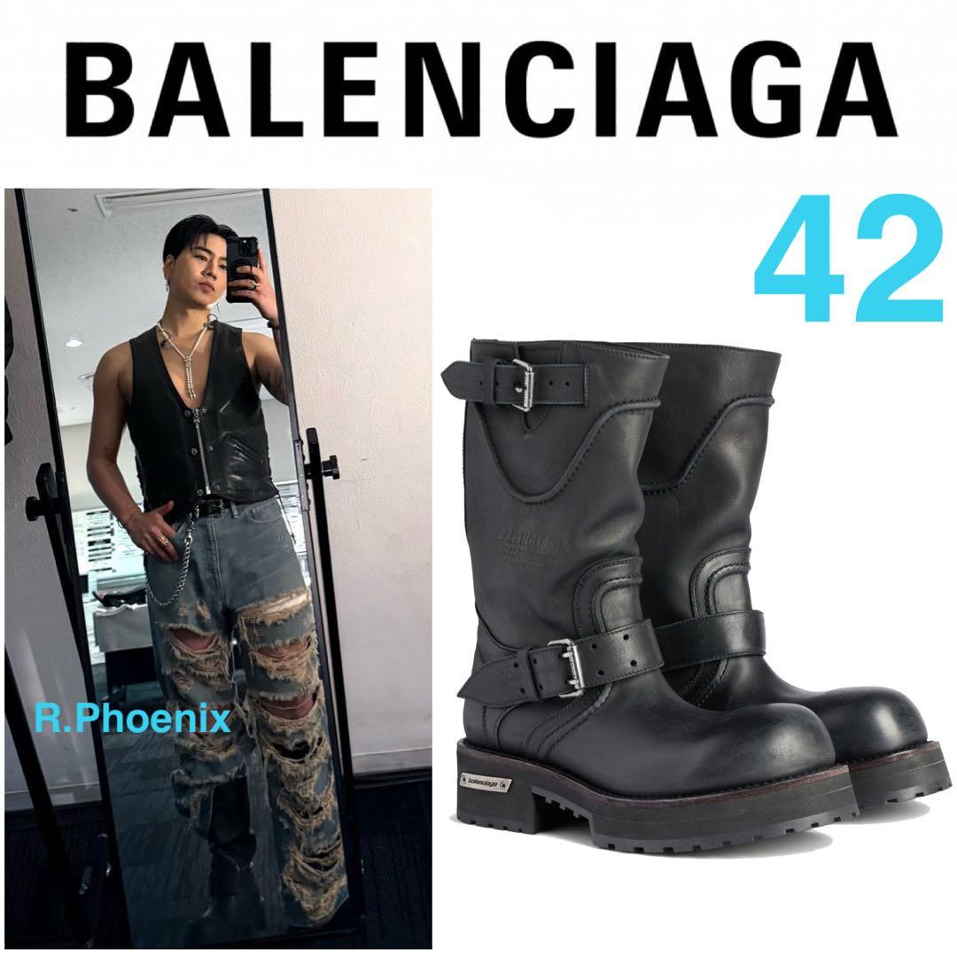 【BALENCIAGA】MENS VENOM LEATHER BOOTS 42