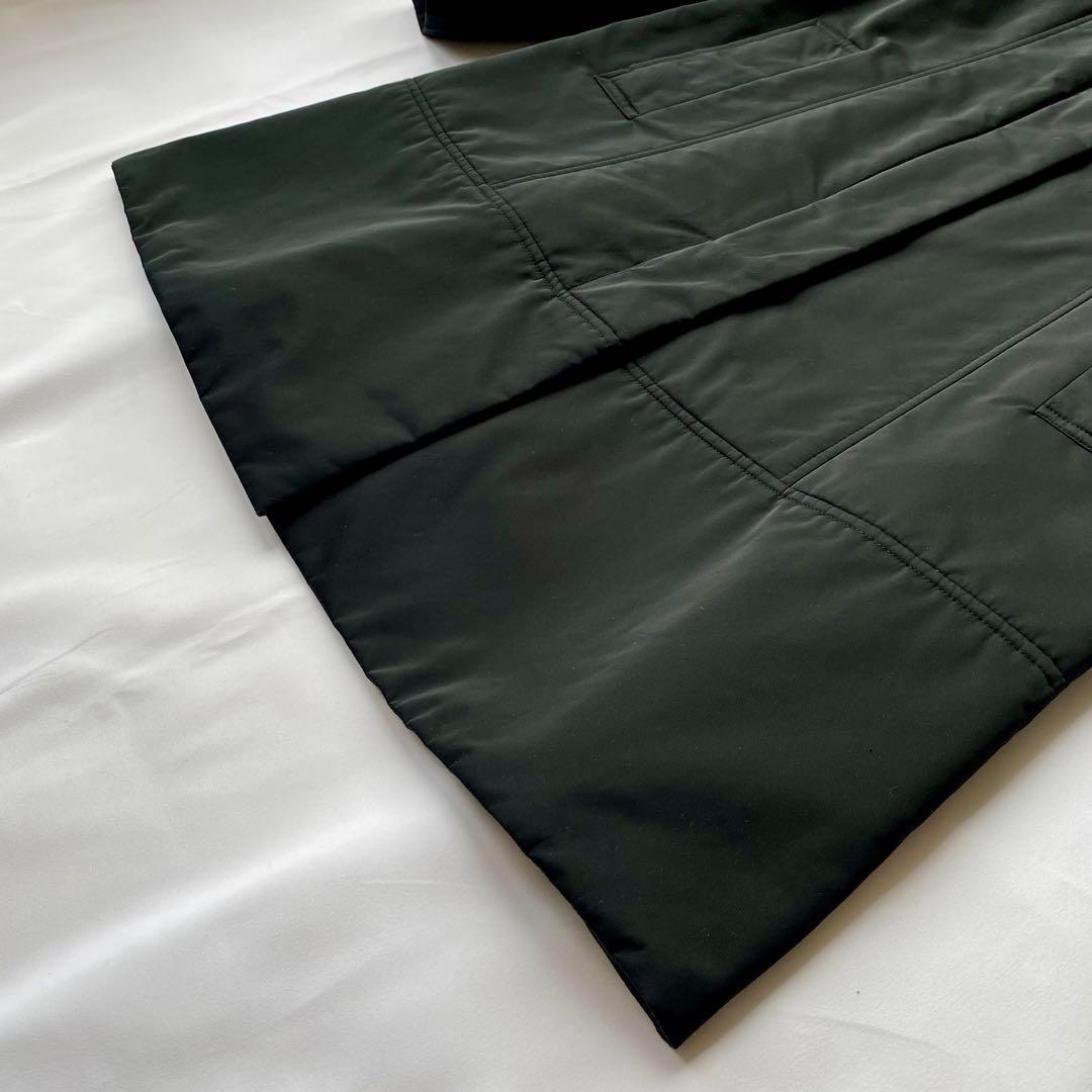 バーバリーロンドン フォックスファー シャドーチェック 中綿コート 黒