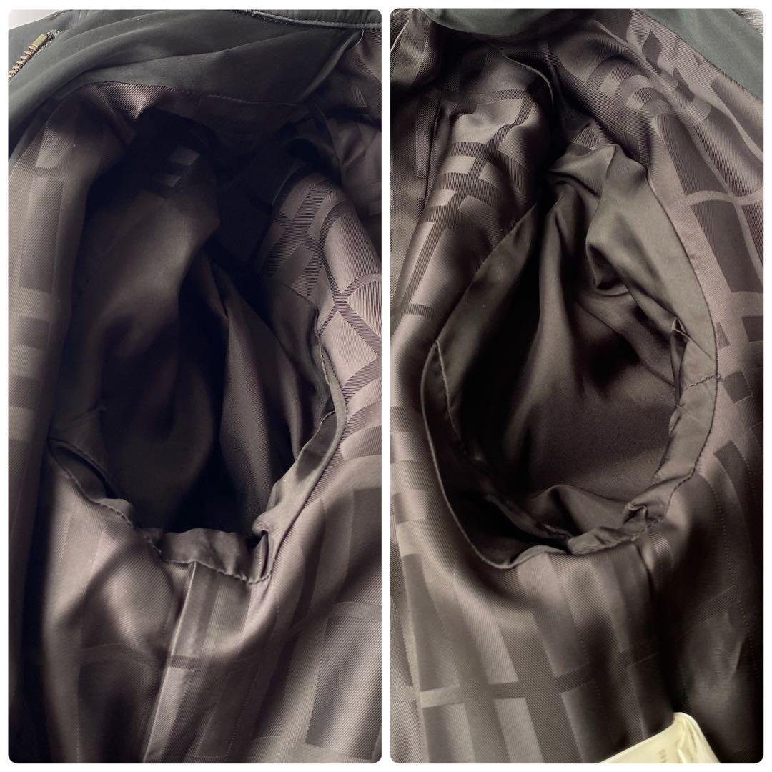 バーバリーロンドン フォックスファー シャドーチェック 中綿コート 黒