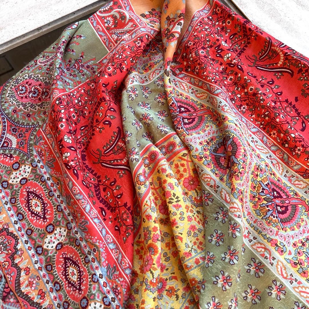 ETRO エトロ ペイズリー 大判 ストール シルク ウール　イタリア製　正方形