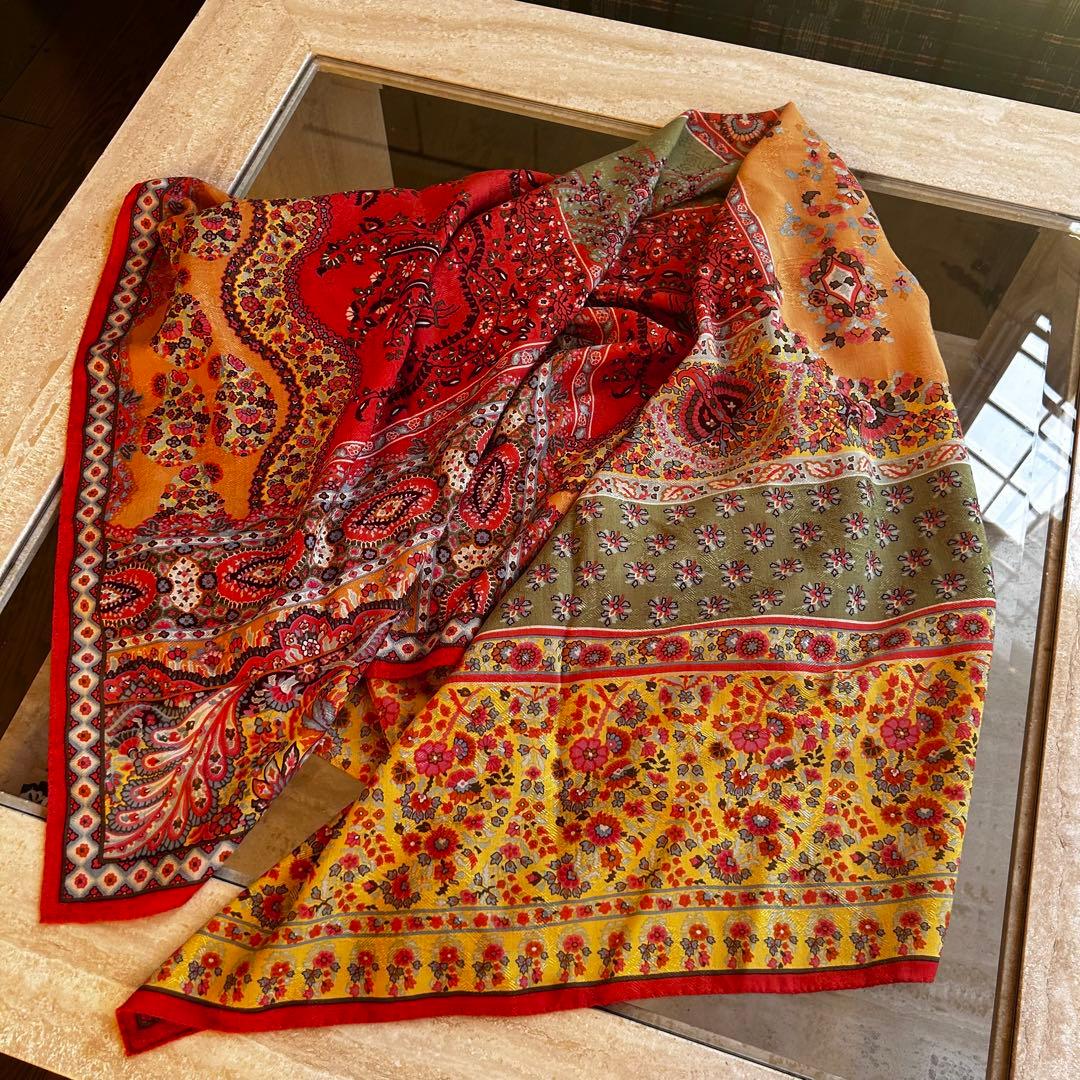 ETRO エトロ ペイズリー 大判 ストール シルク ウール　イタリア製　正方形