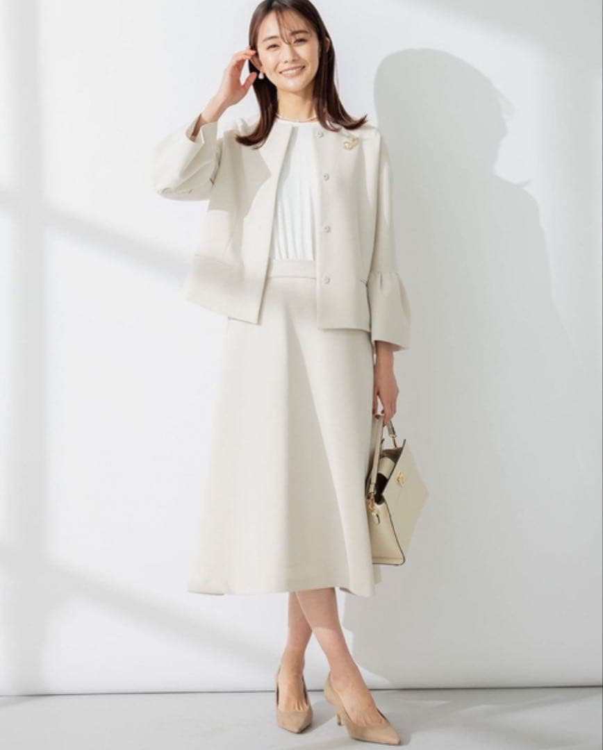 組曲　コンフォートダブルドレープ ノーカラージャケット 入学式　卒業式