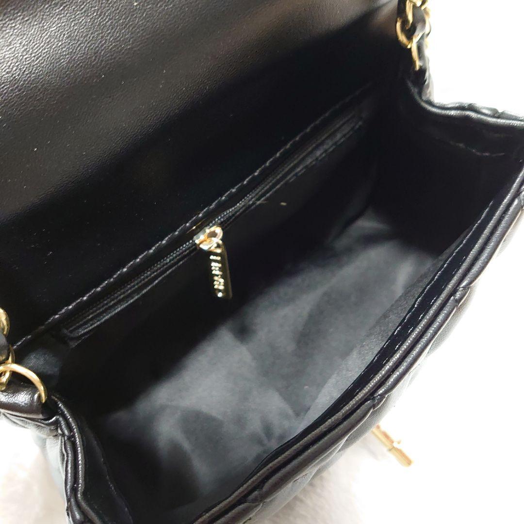 ノベルティブラックショルダーバッグ キルティング