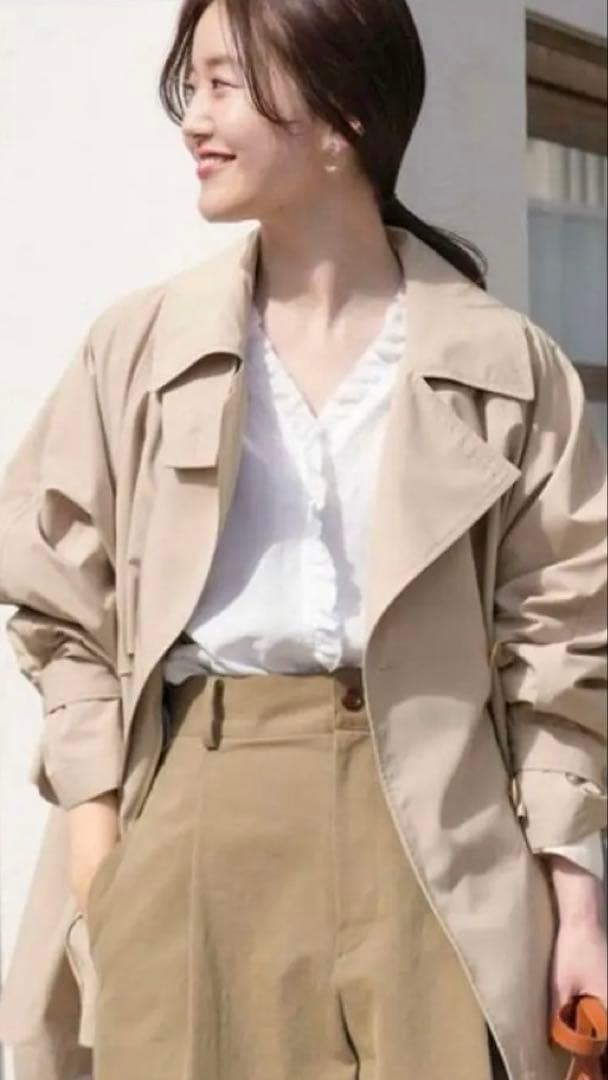 IENA Peポプリンオーバーショートコート ベージュ38