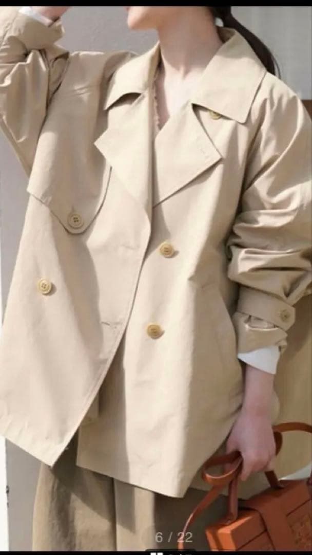 IENA Peポプリンオーバーショートコート ベージュ38