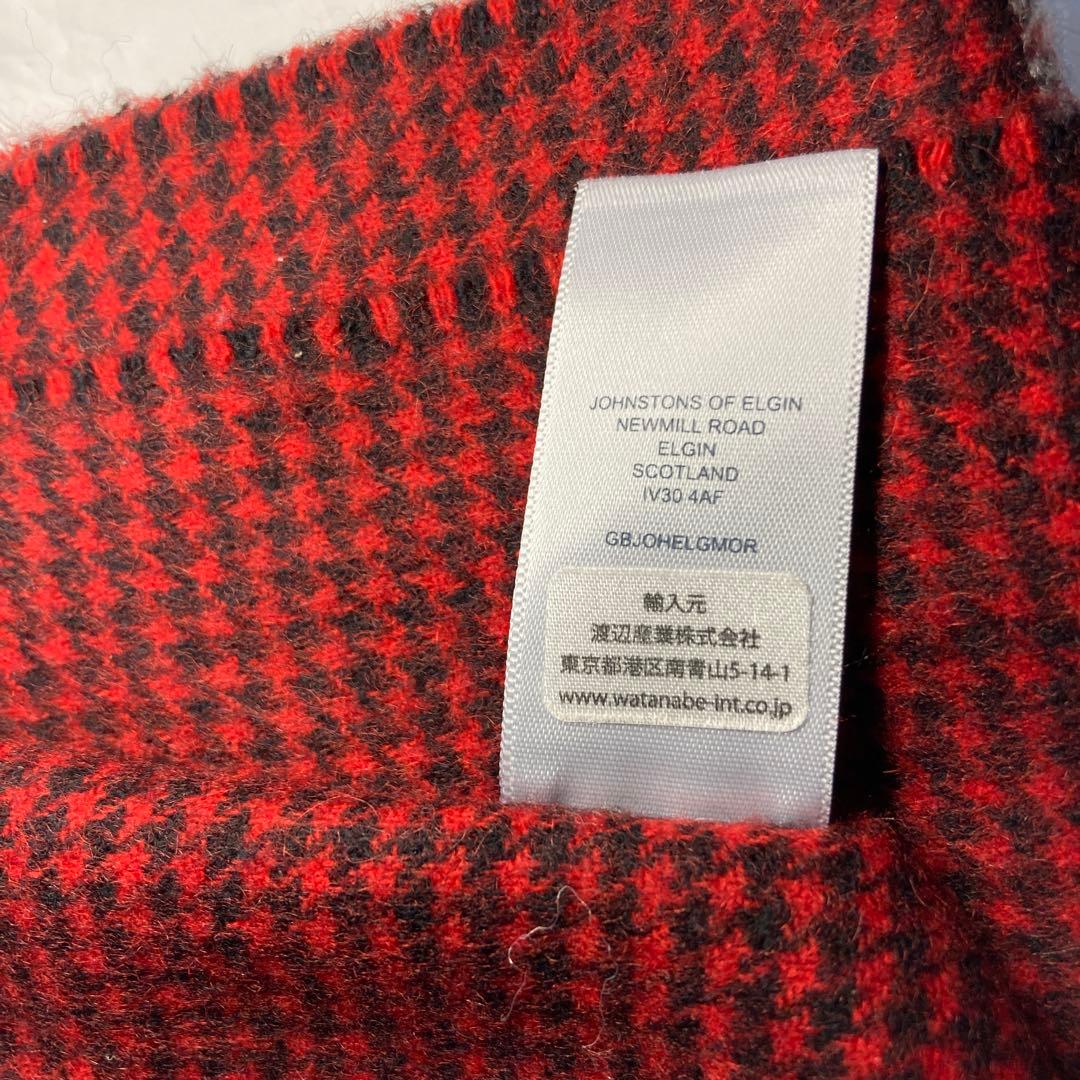 極美品 ジョンストンズ カシミヤ100％ 大判ストール レッド 国内正規品