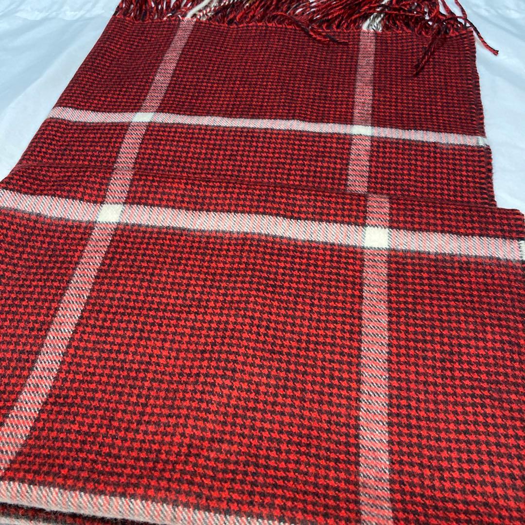 極美品 ジョンストンズ カシミヤ100％ 大判ストール レッド 国内正規品