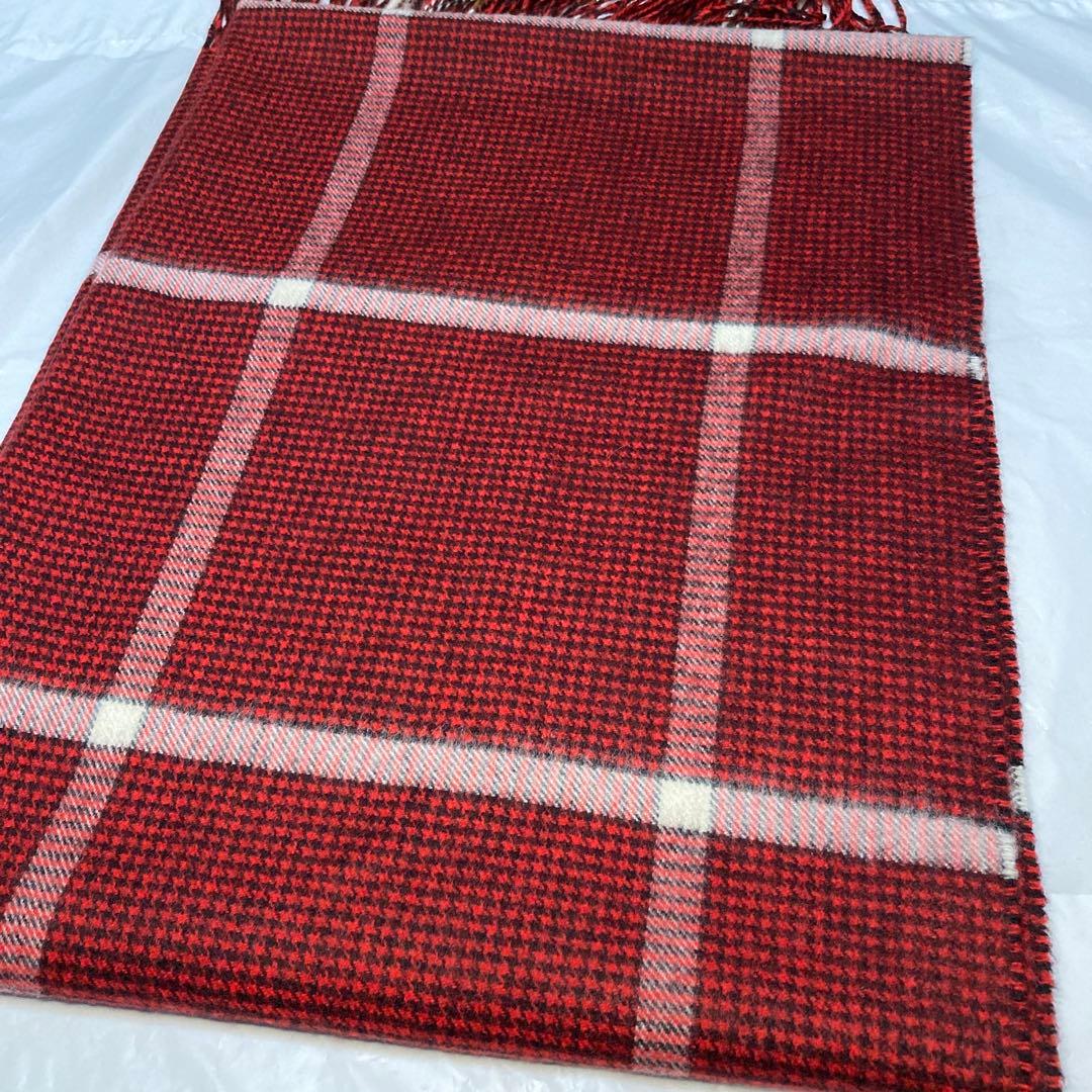 極美品 ジョンストンズ カシミヤ100％ 大判ストール レッド 国内正規品