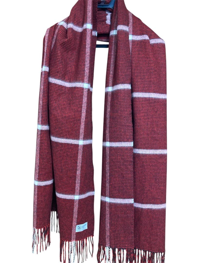 極美品 ジョンストンズ カシミヤ100％ 大判ストール レッド 国内正規品