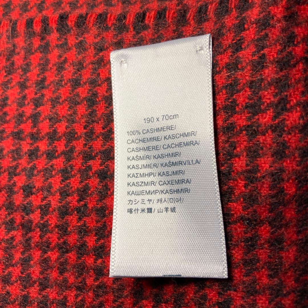 極美品 ジョンストンズ カシミヤ100％ 大判ストール レッド 国内正規品
