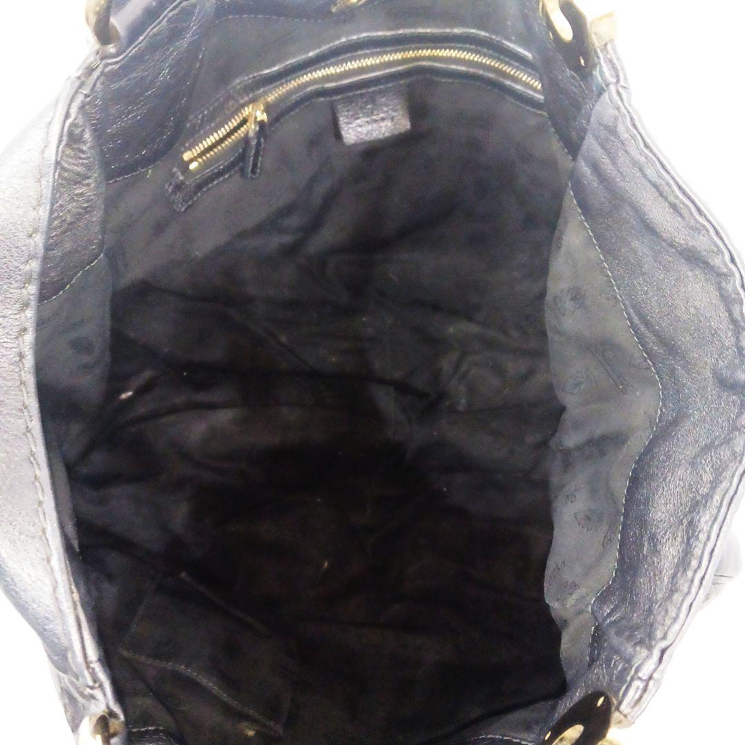 グッチ トートバッグ ワンショルダー シマレザー GG柄 ブラック