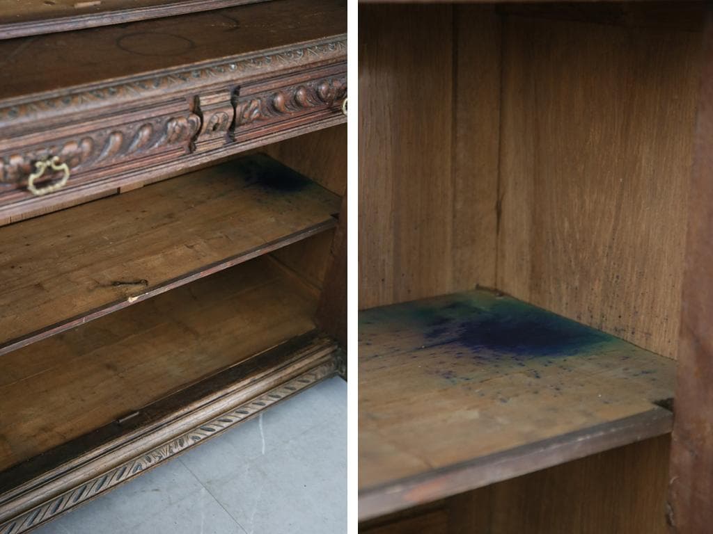 フランスアンティークルイ13世様式キッチンキャビネット/木製食器棚90-41-1