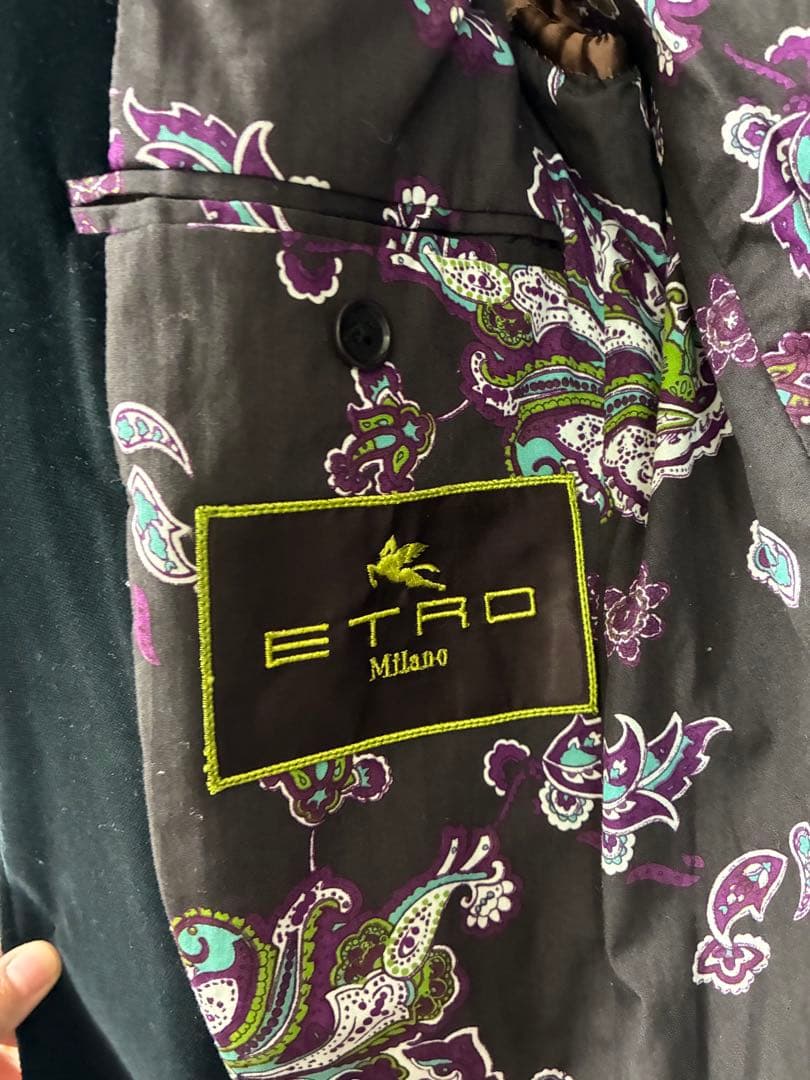 【極美品】ETRO エトロ ベルベットジャケット 裏地ペイズリー 希少ボタン