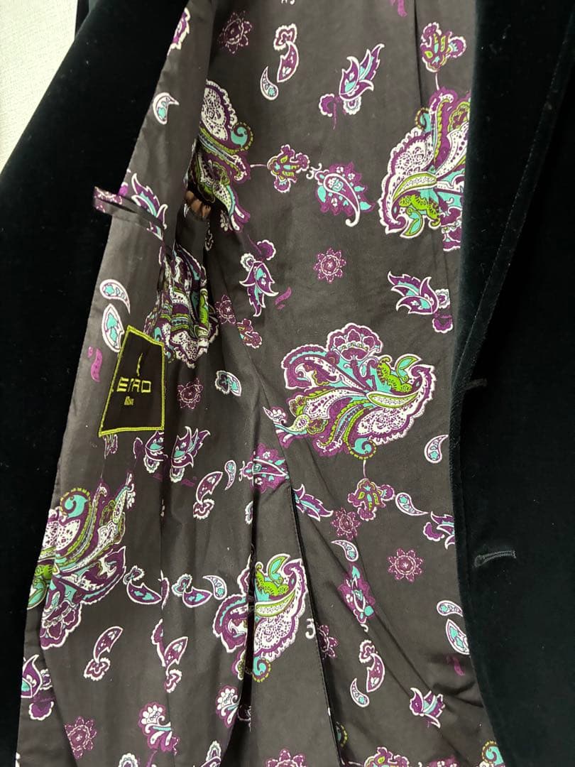【極美品】ETRO エトロ ベルベットジャケット 裏地ペイズリー 希少ボタン