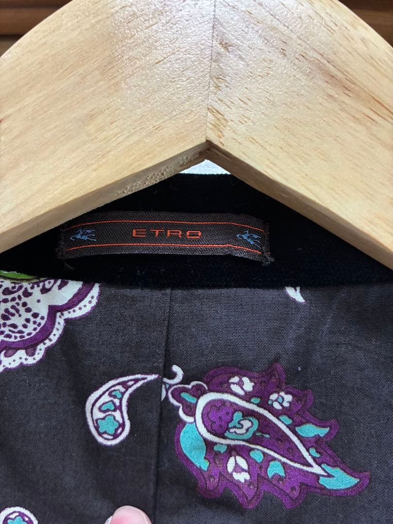 【極美品】ETRO エトロ ベルベットジャケット 裏地ペイズリー 希少ボタン