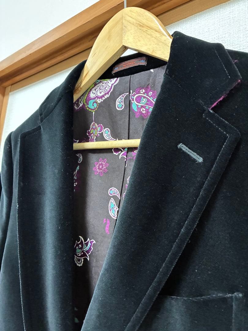 【極美品】ETRO エトロ ベルベットジャケット 裏地ペイズリー 希少ボタン