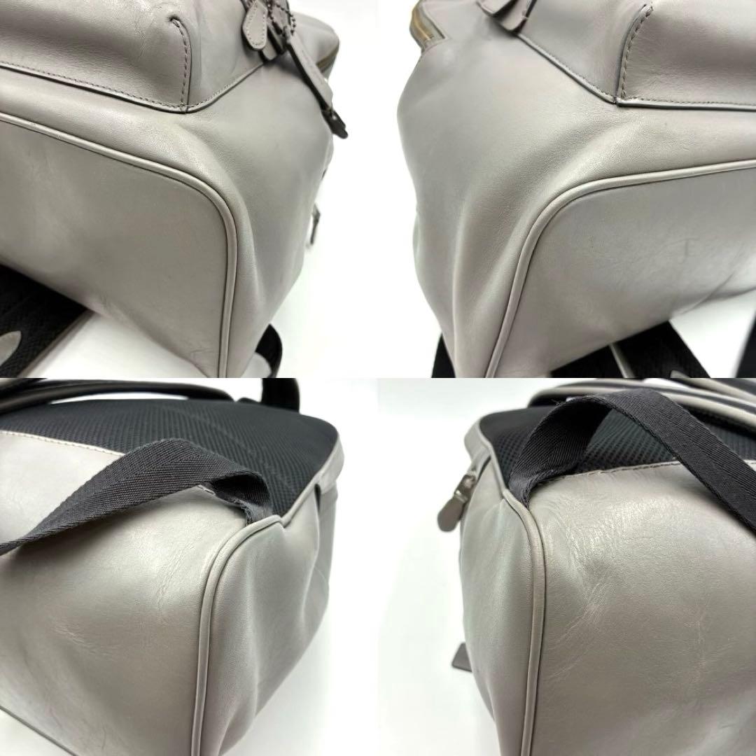 極美品 コーチ アカデミー リュック A4収納 大容量 オールレザー グレー