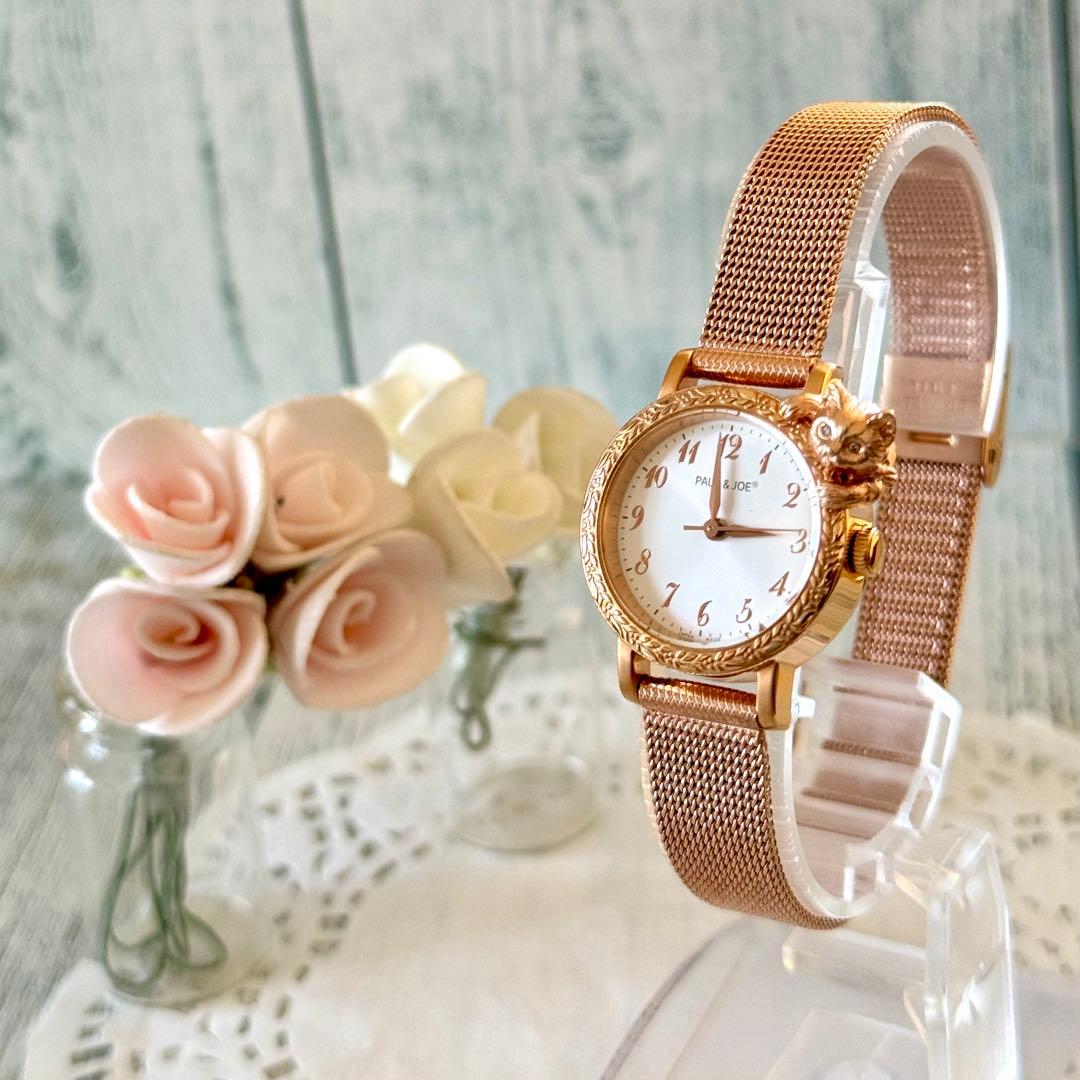 【電池交換済】PAUL&JOE ポール&ジョー 腕時計 猫 モチーフ