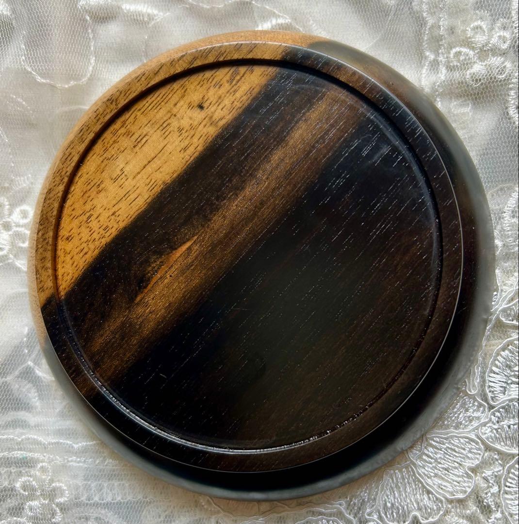出雲　おかや木芸 【黒柿】椿皿４寸（12cm）２枚セット　黒柿漆器
