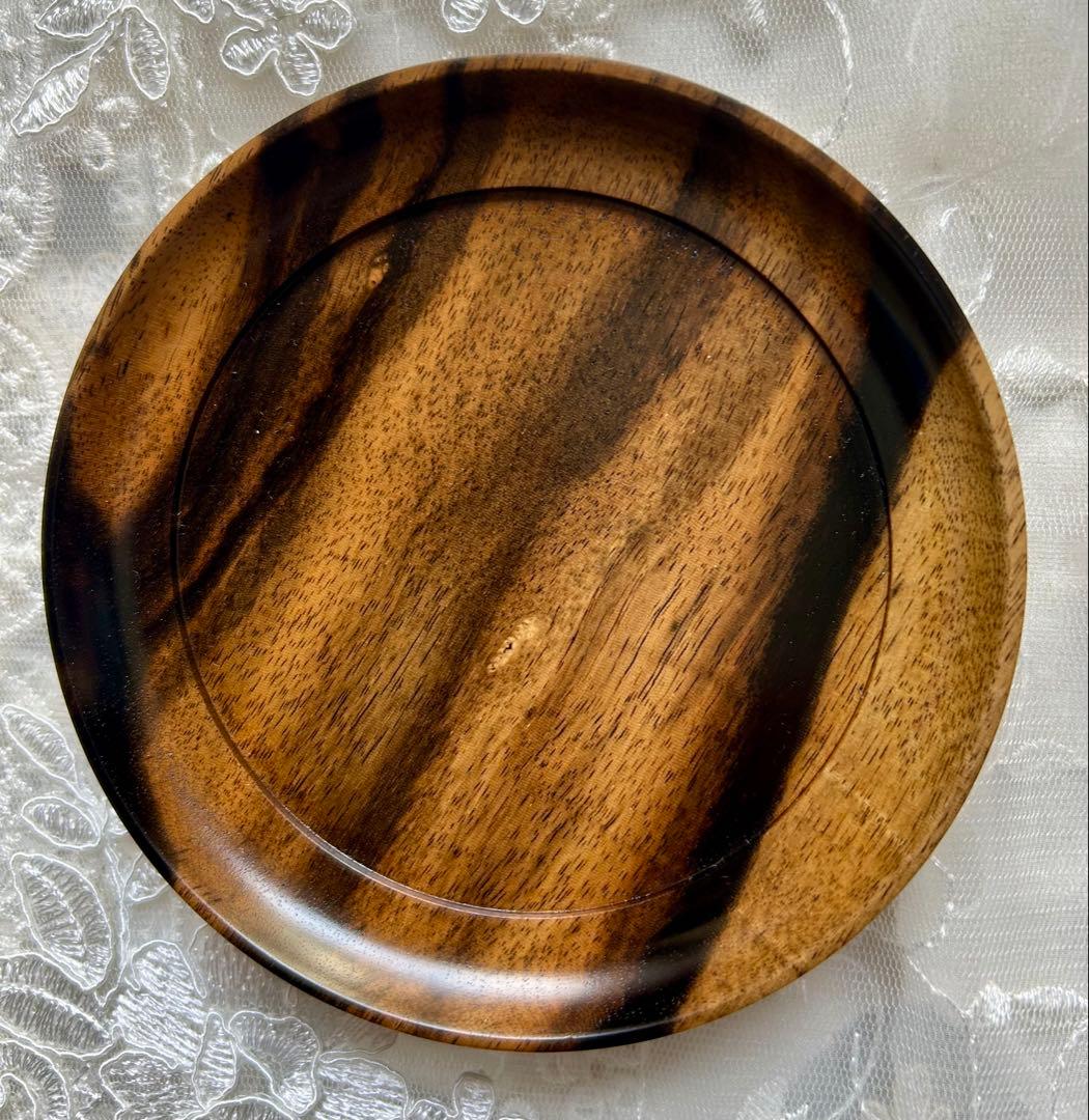出雲　おかや木芸 【黒柿】椿皿４寸（12cm）２枚セット　黒柿漆器