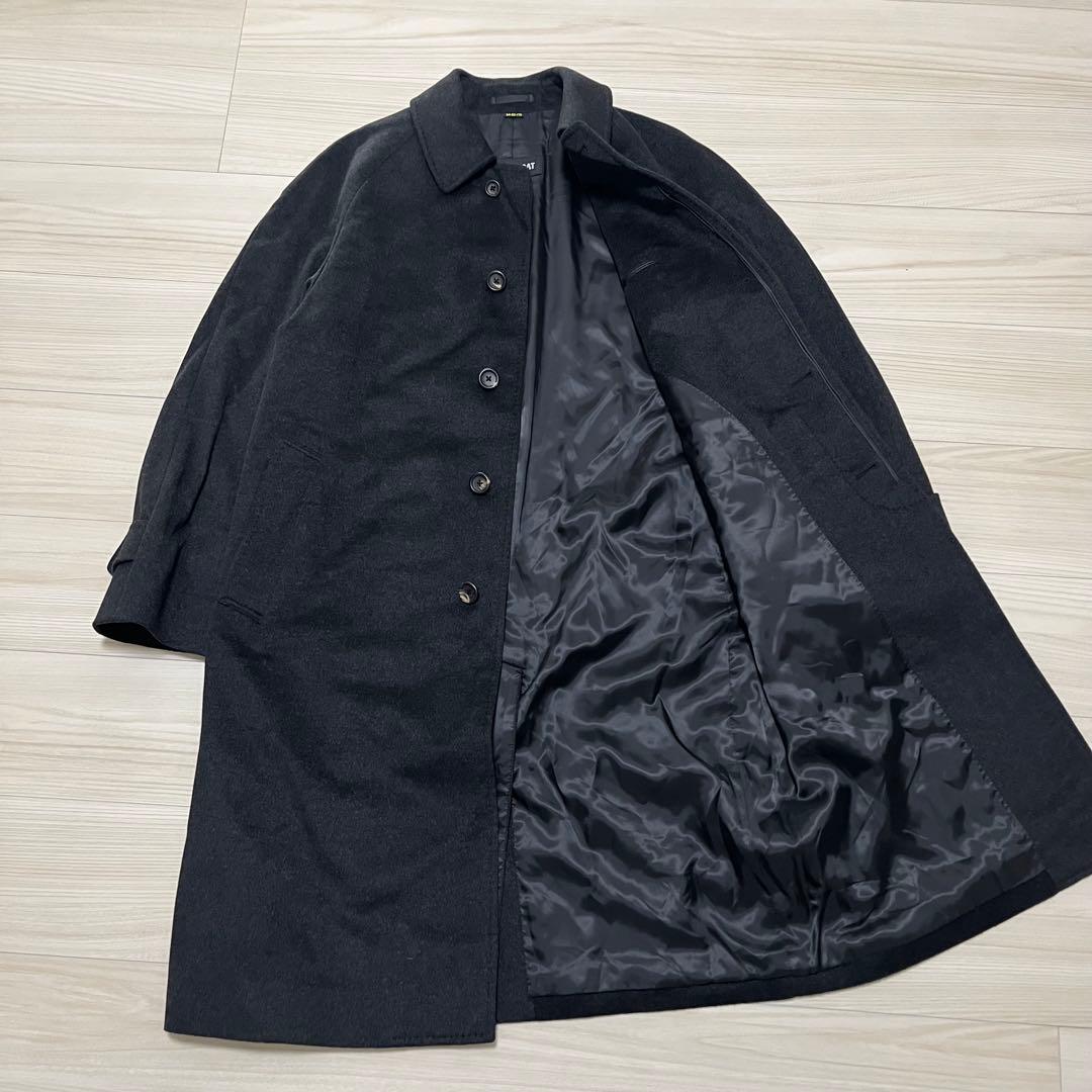 高級✨未使用級　SANYO カシミヤ100 ステンカラーコート ブラックグレー