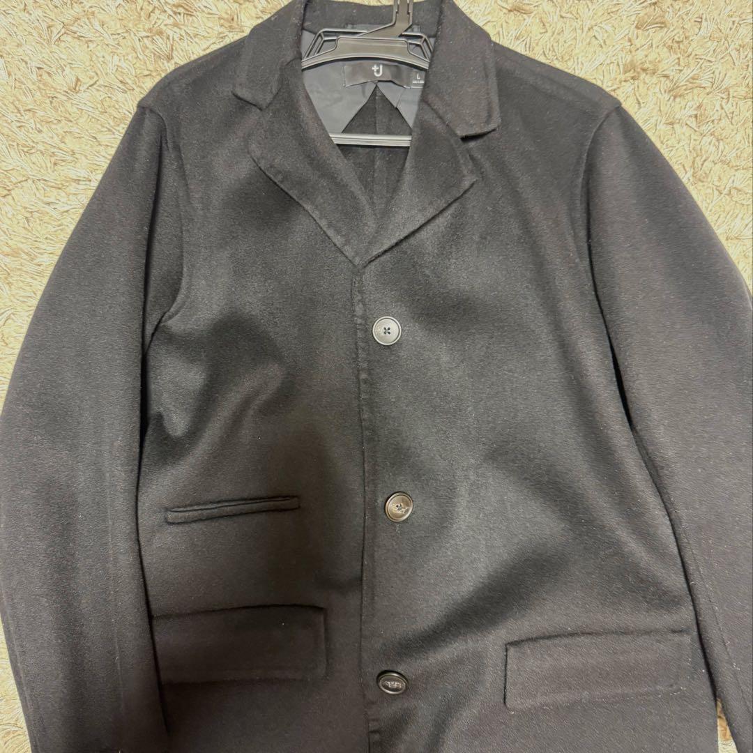 UNIQLO ジルサンダー +J ブラックカシミヤブレンドチェスターコート