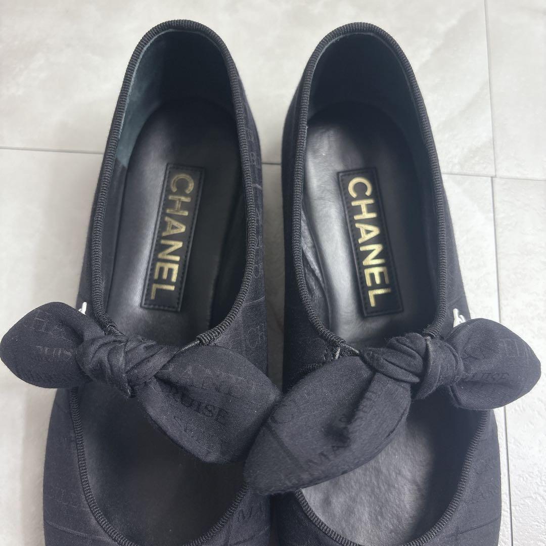 シャネル　CHANEL G46149 フラットシューズ　メリージェーン　黒