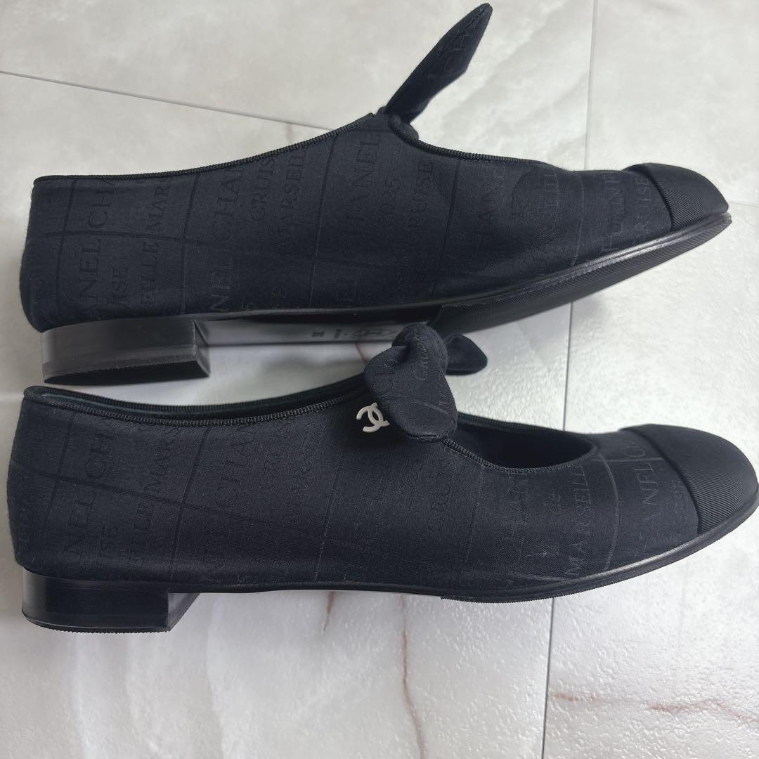 シャネル　CHANEL G46149 フラットシューズ　メリージェーン　黒
