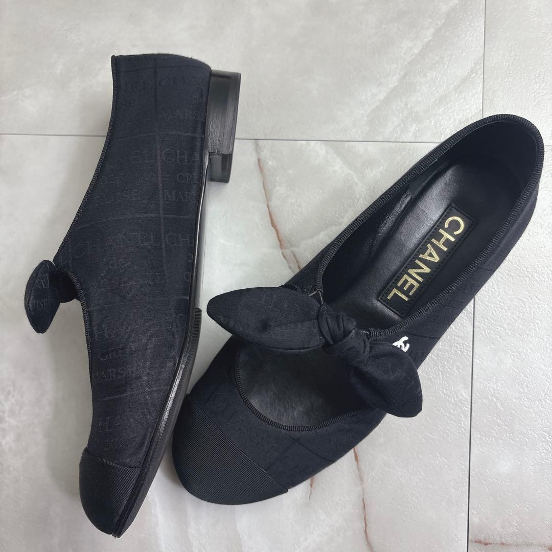 シャネル　CHANEL G46149 フラットシューズ　メリージェーン　黒