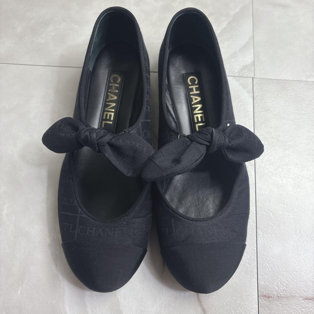 シャネル　CHANEL G46149 フラットシューズ　メリージェーン　黒