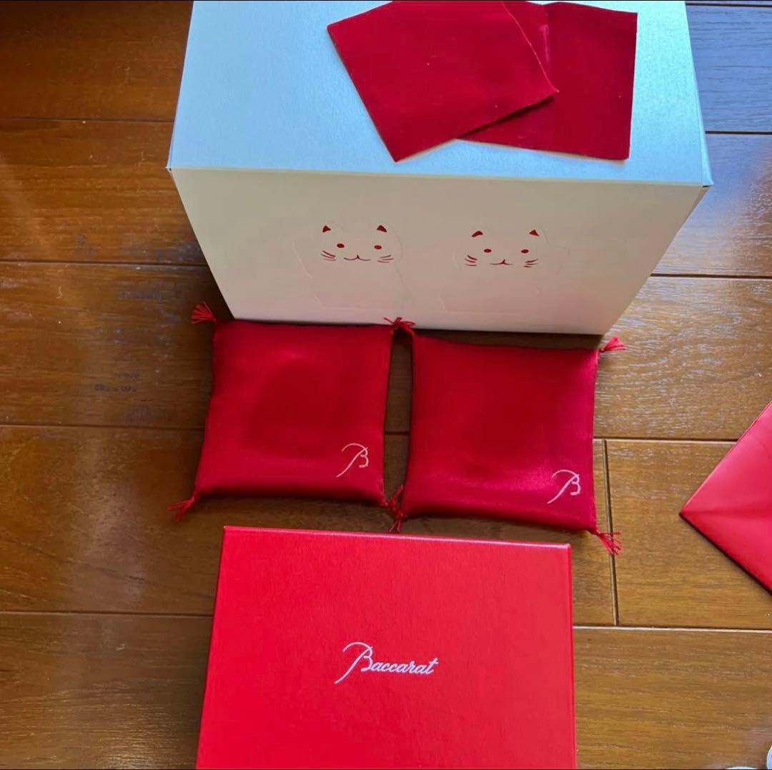 Baccarat 招き猫 黒と透明 置物 2セット！