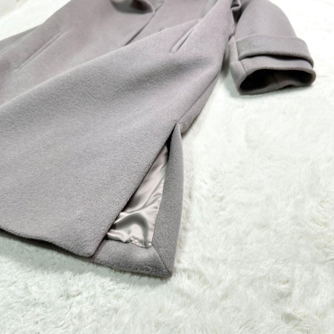 green label アンゴラビーバー スリット ノーカラー コート